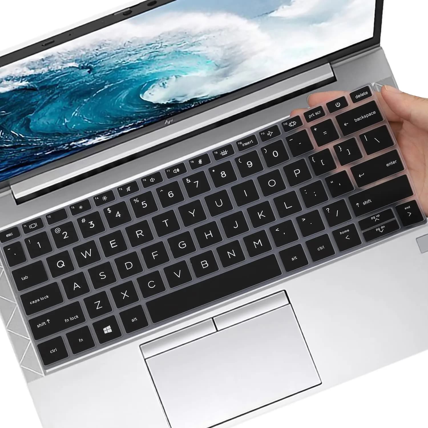 MUBUY-GOL Colorful Keyboard Skin for HP EliteBook 13.3 inch US Layout (0.3mm Thickness) — Black