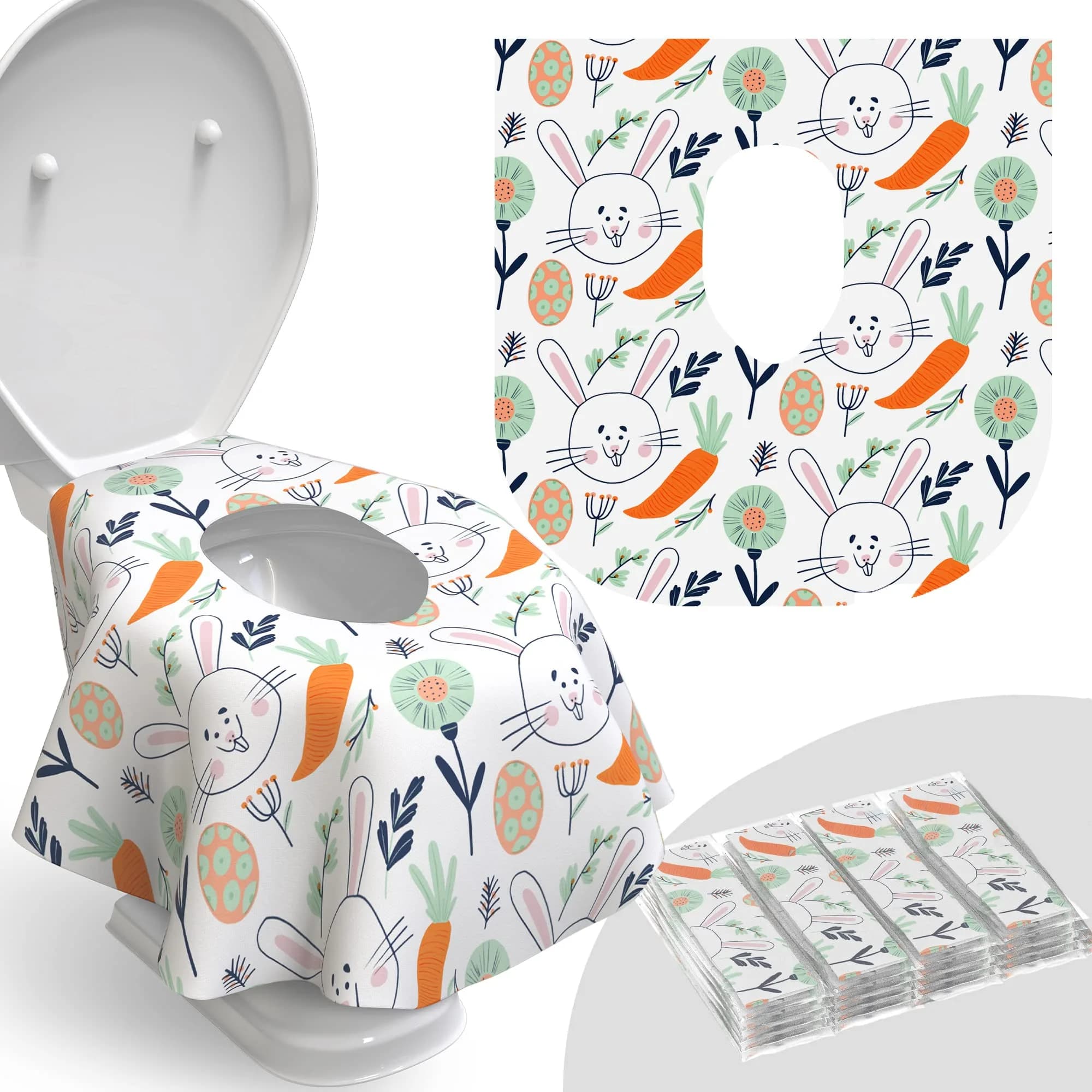Relyo Easter Bunny Disposable Toilet Seat Covers - 20 Count Pack for Travel - main product image