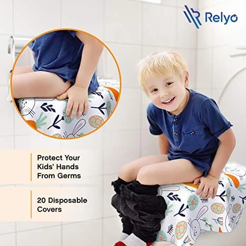 Relyo Disposable Toilet Seat Covers 20 Pack Easter Bunny | Waterproof & Non-Slip for Travel & Potty Training thumbnail 4