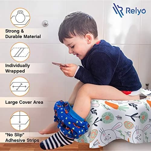 Relyo Disposable Toilet Seat Covers 20 Pack Easter Bunny | Waterproof & Non-Slip for Travel & Potty Training thumbnail 5