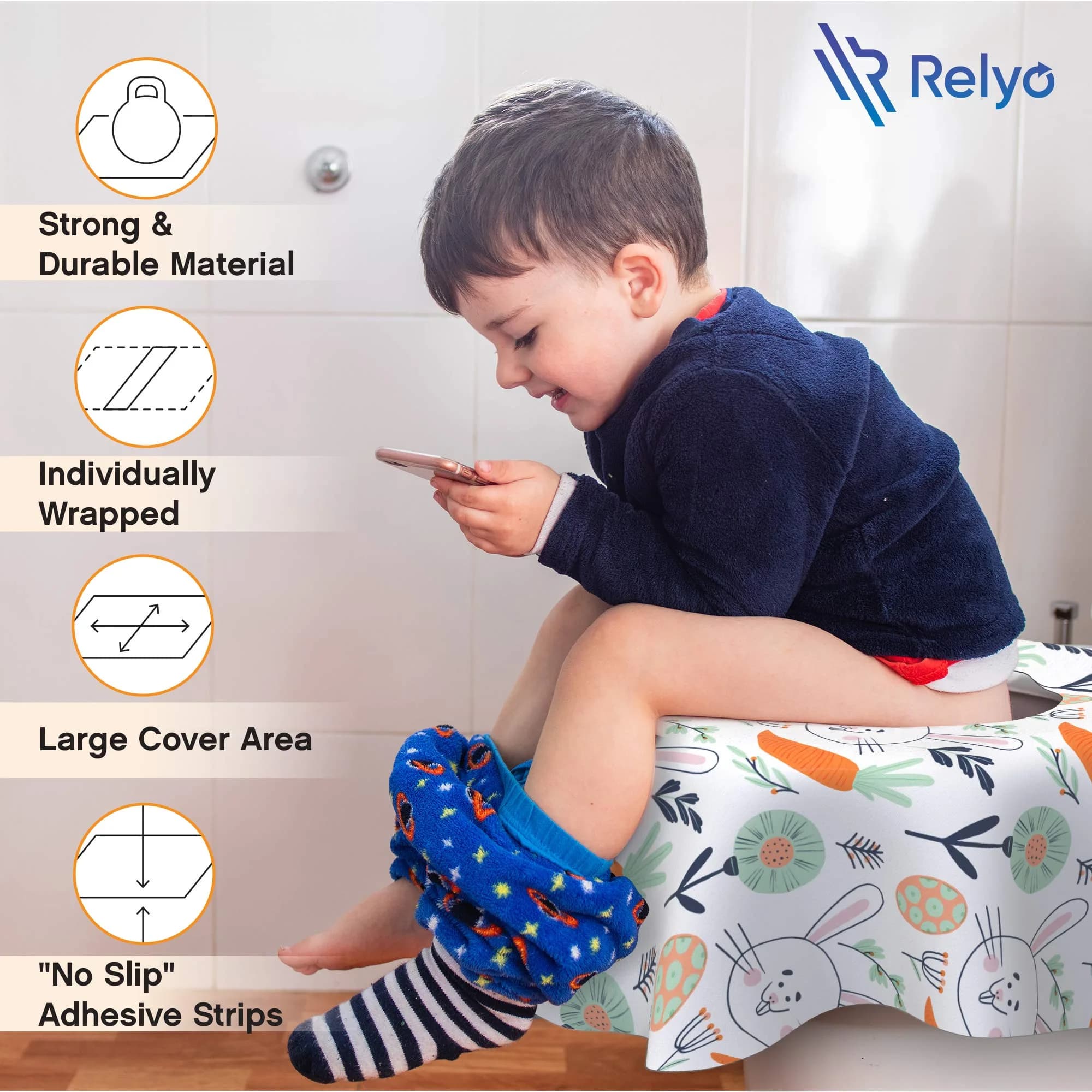 Relyo Disposable Toilet Seat Covers 20 Pack Easter Bunny | Waterproof & Non-Slip for Travel & Potty Training - view 5