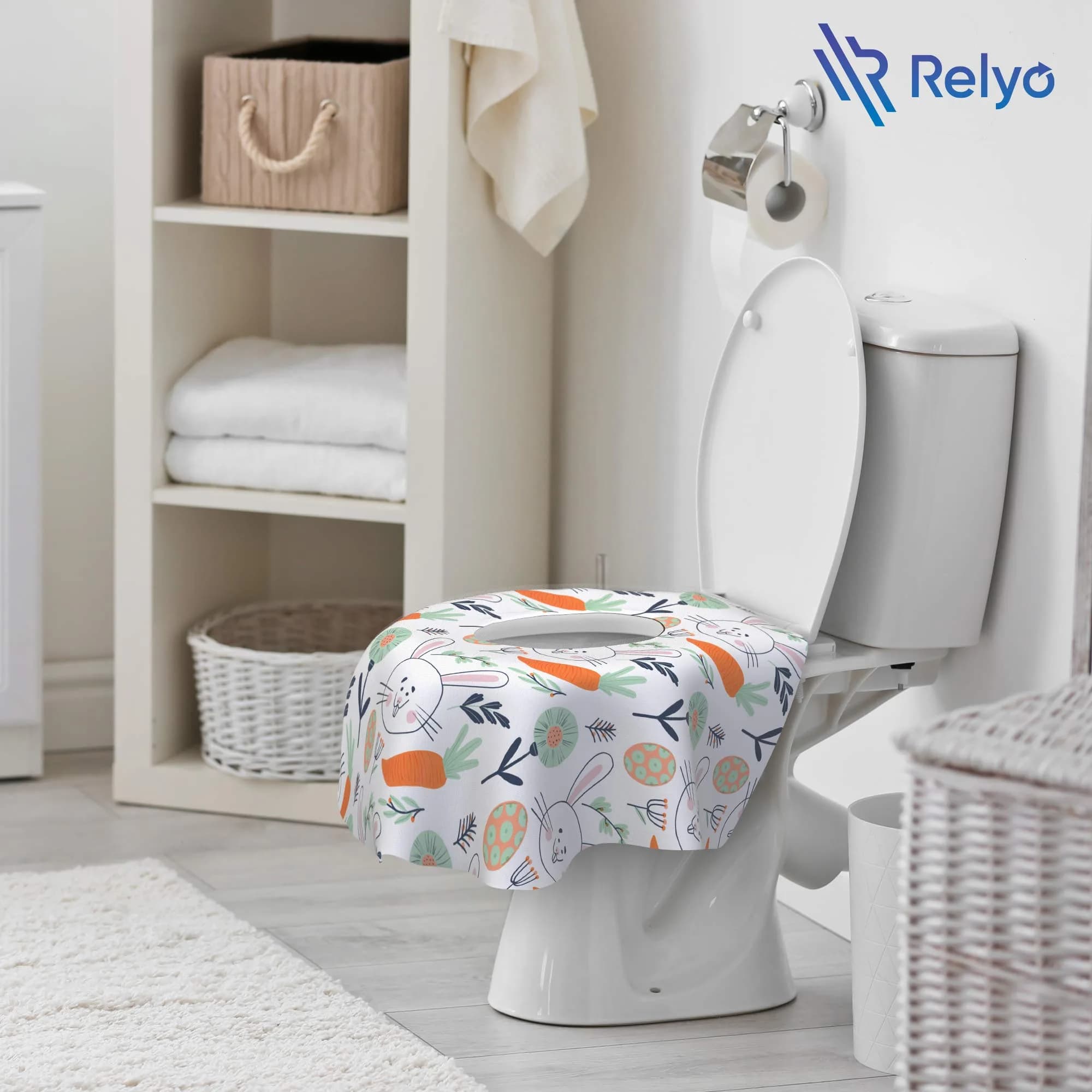 Relyo Disposable Toilet Seat Covers 20 Pack Easter Bunny | Waterproof & Non-Slip for Travel & Potty Training - view 6