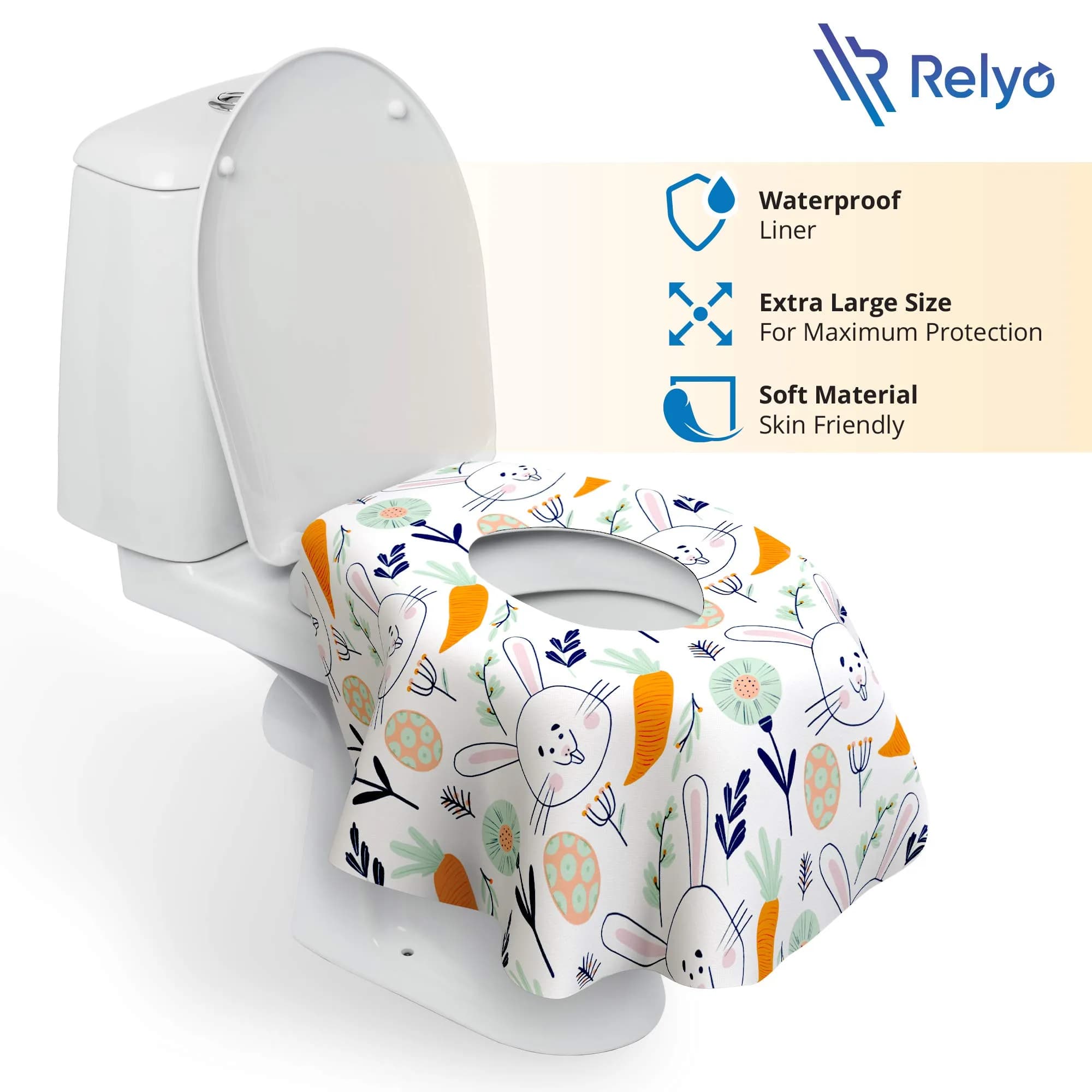 Relyo Easter Bunny Disposable Toilet Seat Covers - 20 Count Pack for Travel - view 2