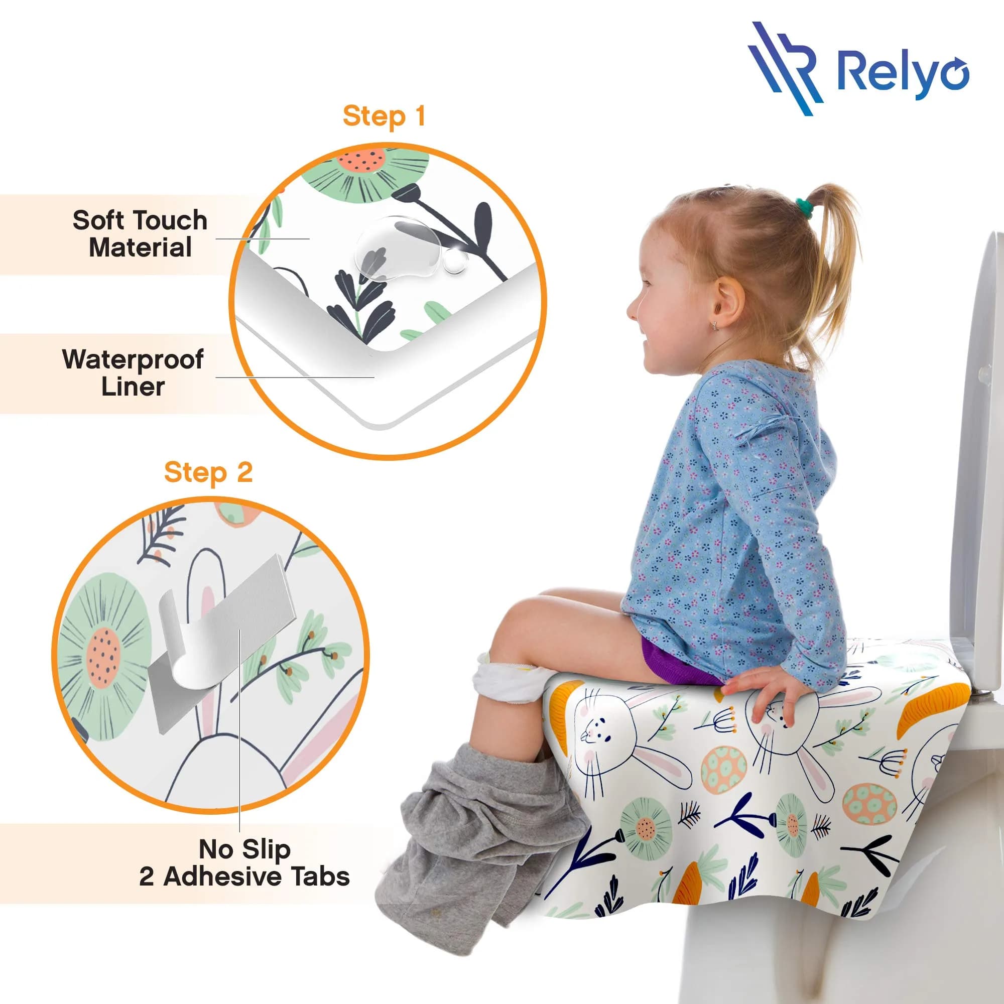 Relyo Easter Bunny Disposable Toilet Seat Covers - 20 Count Pack for Travel - view 3