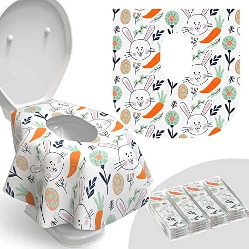 Relyo Disposable Toilet Seat Covers for Travel – 20 Pack (Waves) | Waterproof & Non-Slip for Potty Training — Easter Bunny