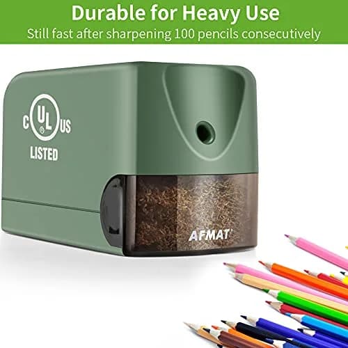 AFMAT Electric Pencil Sharpener Heavy Duty Classroom Use 10000 Sharpenings | UL Listed Green thumbnail 4