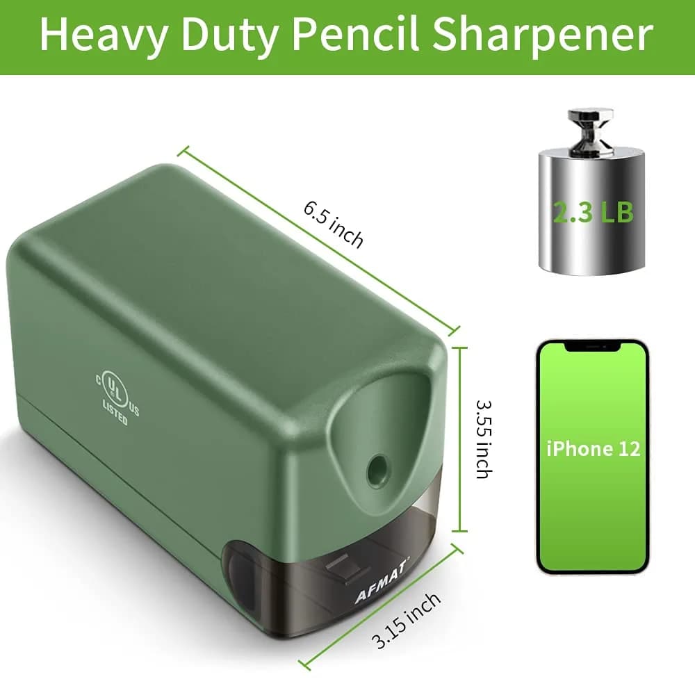 AFMAT Electric Pencil Sharpener Heavy Duty Classroom Use 10000 Sharpenings | UL Listed Green - view 5