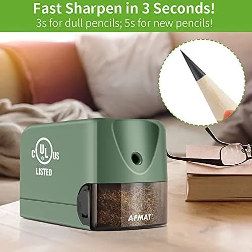 AFMAT Electric Pencil Sharpener Heavy Duty Classroom Use 10000 Sharpenings | UL Listed Green thumbnail 3