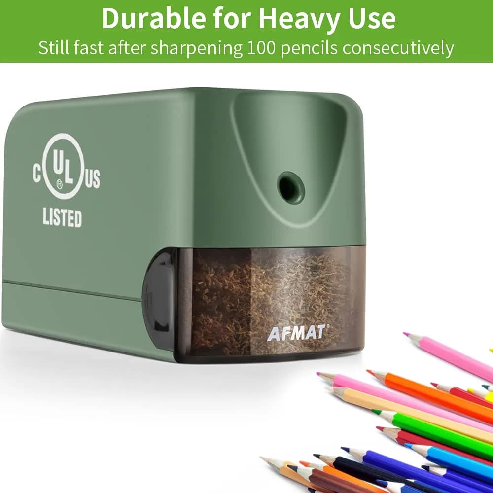 AFMAT Electric Pencil Sharpener Heavy Duty Classroom Use 10000 Sharpenings | UL Listed Green - view 4