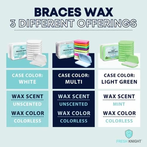 Fresh Knight Orthodontic Wax for Braces & Aligners - 50 Strips | Food Grade, Unscented, Multicolor thumbnail 4