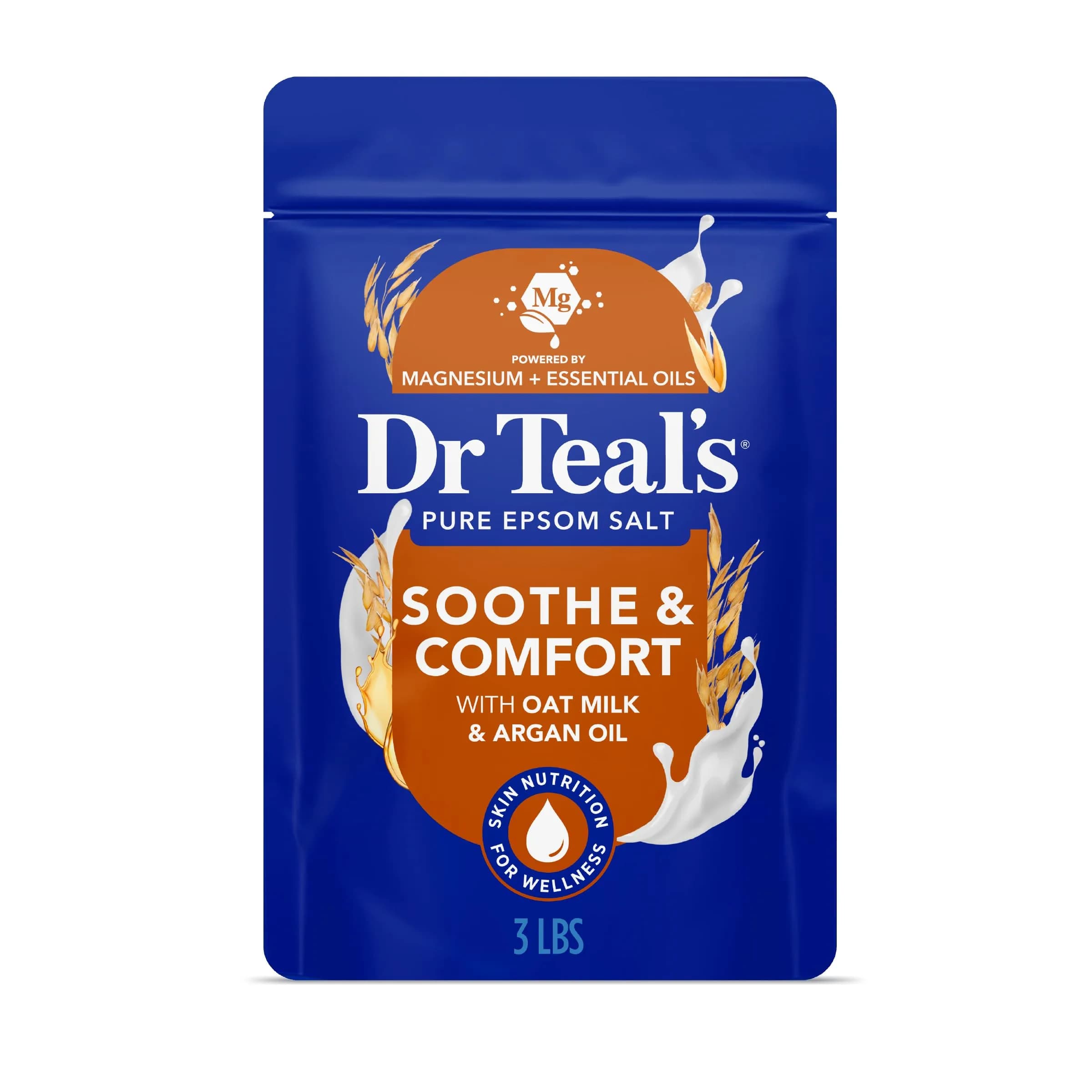 Dr Teal's Epsom Salt Magnesium Soak, Soothe & Comfort with Oat Milk & Argan Oil, 48 oz | Muscle Relaxation & Skin Nourishment