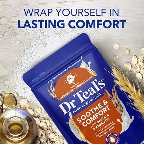 Dr Teal's Epsom Salt Magnesium Soak, Soothe & Comfort with Oat Milk & Argan Oil, 48 oz | Muscle Relaxation & Skin Nourishment thumbnail 4