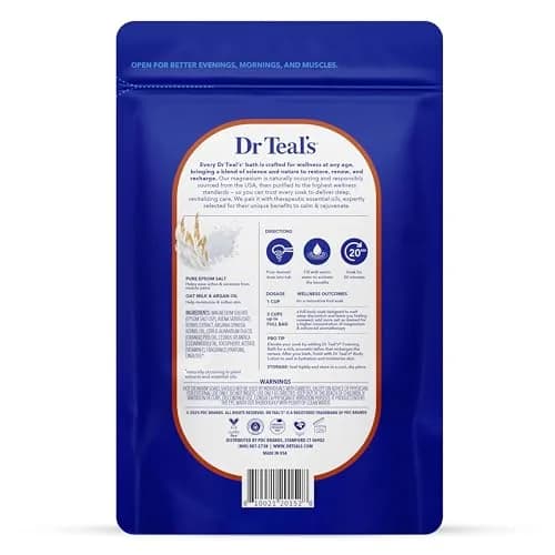 Dr Teal's Epsom Salt Magnesium Soak, Soothe & Comfort with Oat Milk & Argan Oil, 48 oz | Muscle Relaxation & Skin Nourishment thumbnail 2
