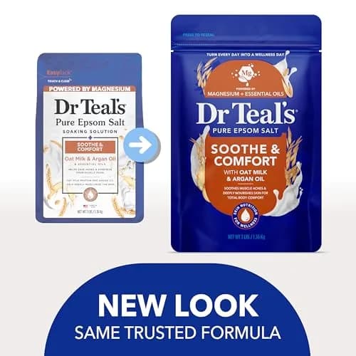 Dr Teal's Epsom Salt Magnesium Soak, Soothe & Comfort with Oat Milk & Argan Oil, 48 oz | Muscle Relaxation & Skin Nourishment thumbnail 3