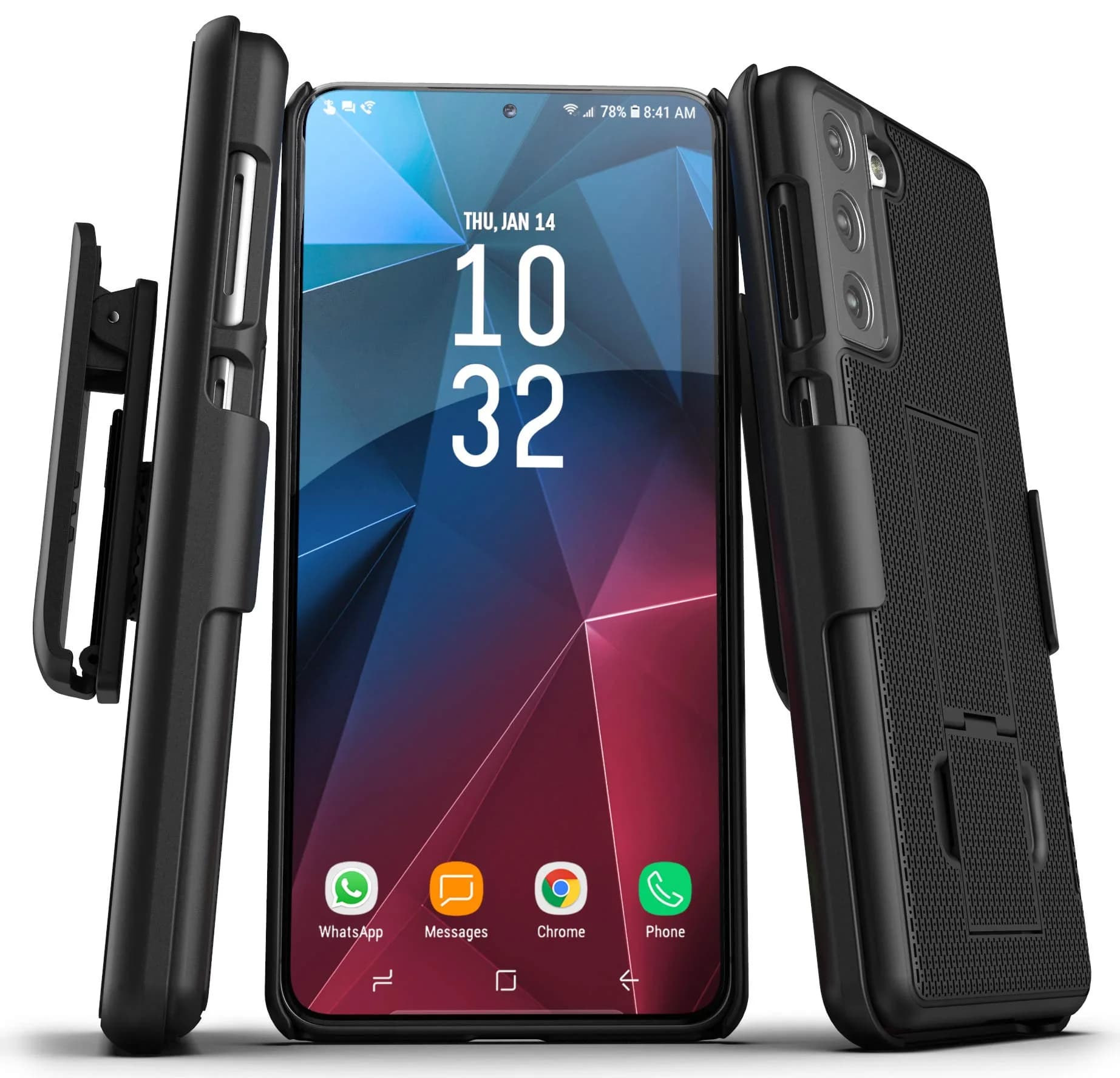 ENCASED DuraClip Belt Clip Case for Samsung Galaxy S21 | Slim Phone Cover with Holster, 180° Swivel Clip, Black