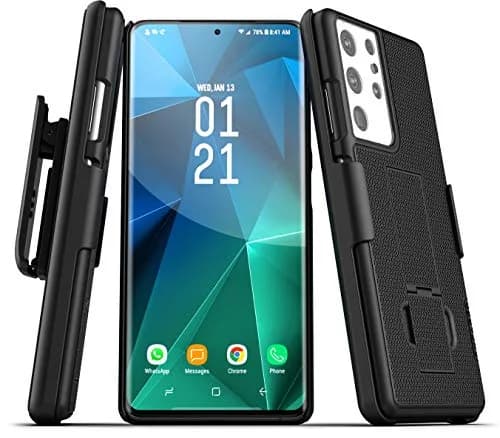 ENCASED DuraClip Belt Clip Holster for Samsung Galaxy S21 Ultra | Slim Phone Cover with Rotating Clip & Kickstand — S21 Ultra