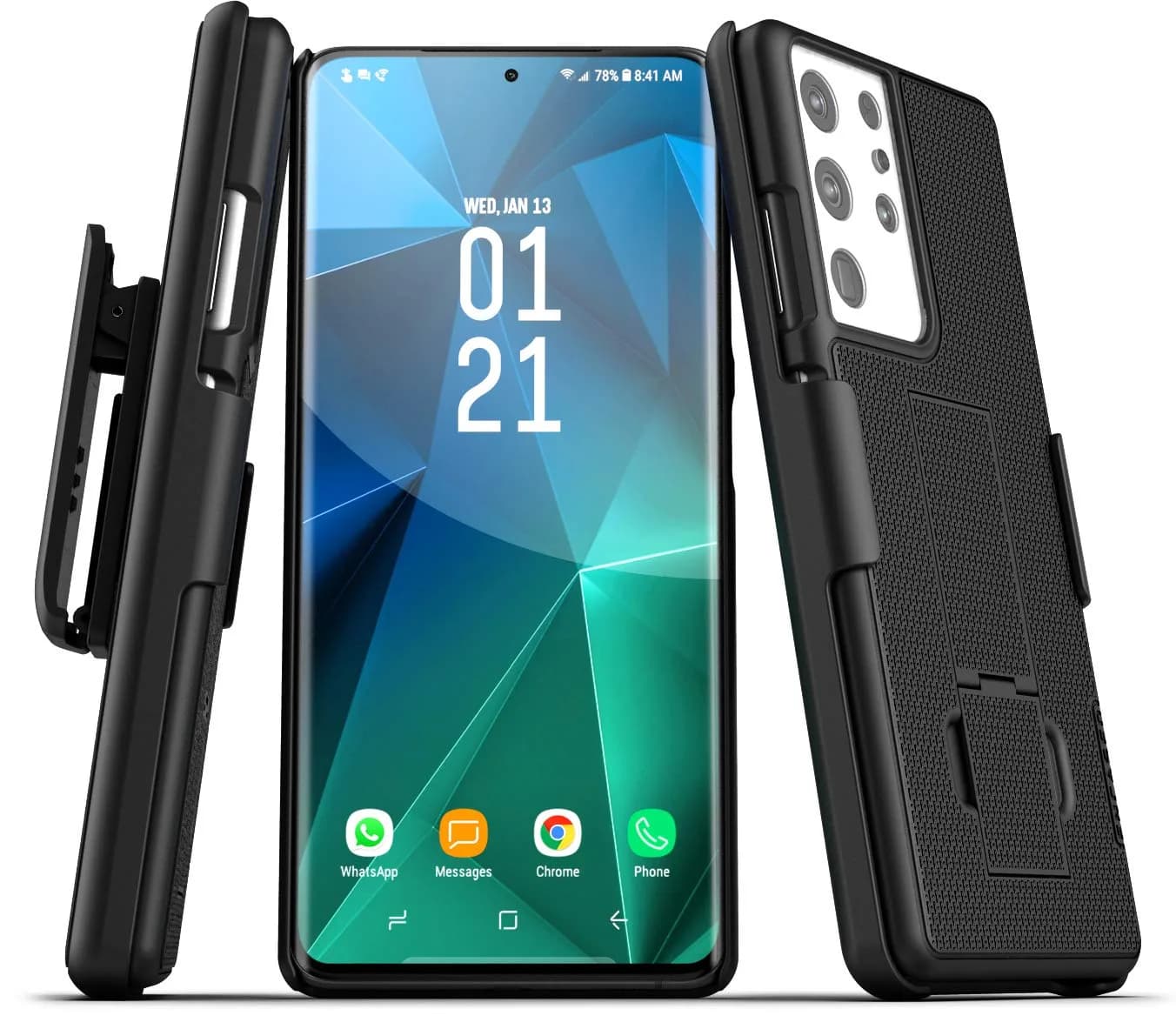 ENCASED DuraClip Belt Clip Holster for Samsung Galaxy S21 Ultra | Slim Phone Cover with Rotating Clip & Kickstand