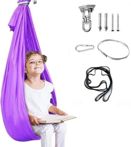 Aokitec Sensory Swing for Kids & Adults, Purple Nylon Hammock Chair 1.57 kg (3.45 lb) | Therapy Swing for Autism & SPD thumbnail 1