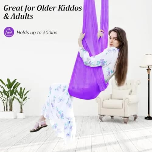 Aokitec Sensory Swing for Kids & Adults, Purple Nylon Hammock Chair 1.57 kg (3.45 lb) | Therapy Swing for Autism & SPD thumbnail 3