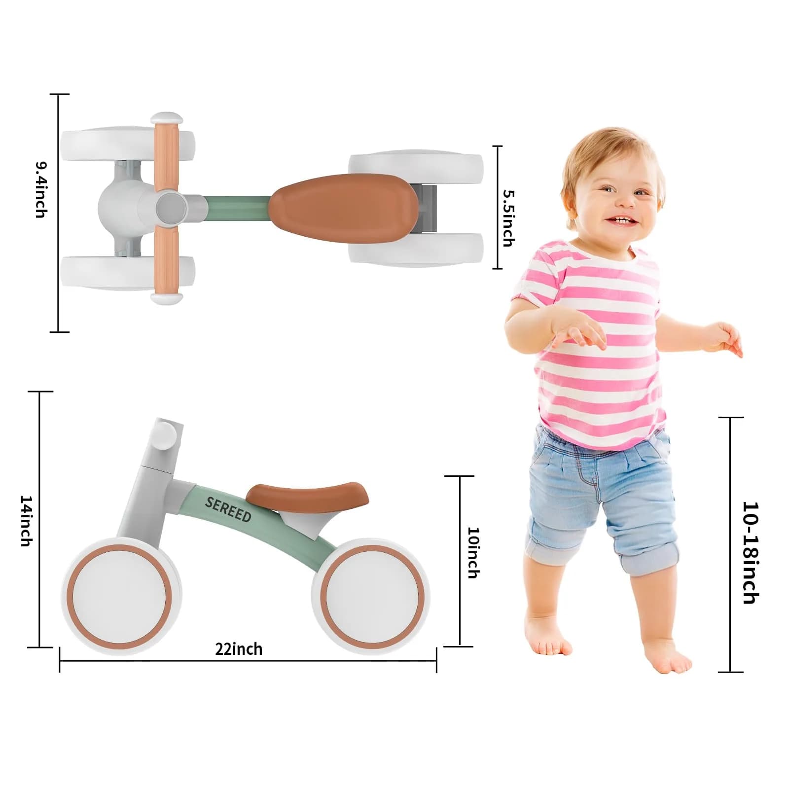 SEREED Baby Balance Bike for 1 Year Olds | ASTM-Tested Educational Bicycle - view 3