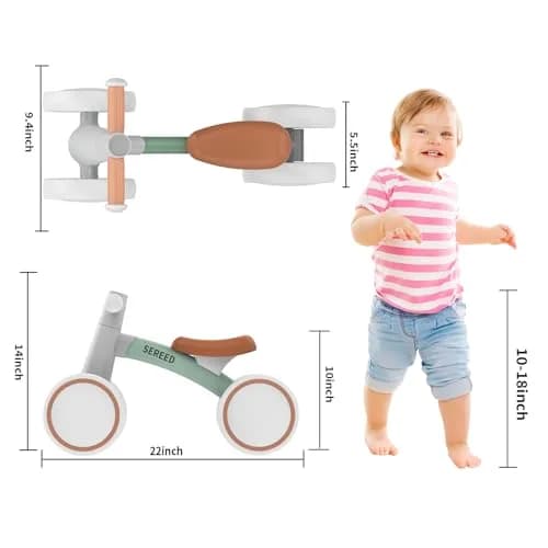 SEREED Baby Balance Bike Green 1.6kg (3.6 lb) | ASTM-Tested for Toddlers 12-24 Months thumbnail 3