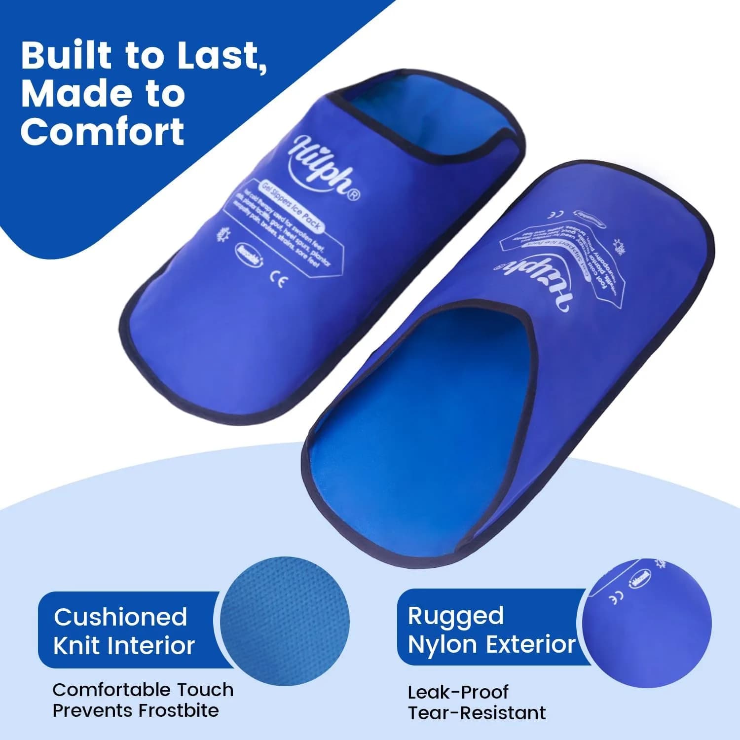 Hilph Foot Ice Pack Slippers, Deep Blue, 1 Pair | Hands-Free Relief for Plantar Fasciitis & Swollen Feet - view 5