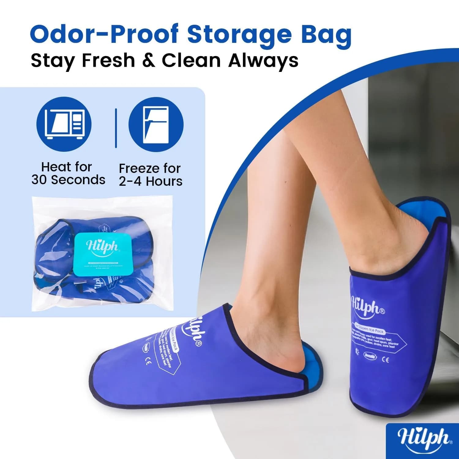 Hilph Foot Ice Pack Slippers, Deep Blue, 1 Pair | Hands-Free Relief for Plantar Fasciitis & Swollen Feet - view 7