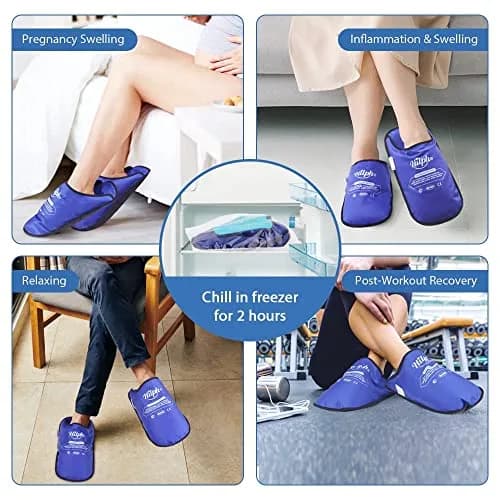 Hilph Foot Ice Pack Slippers, Deep Blue, 1 Pair | Hands-Free Relief for Plantar Fasciitis & Swollen Feet thumbnail 8