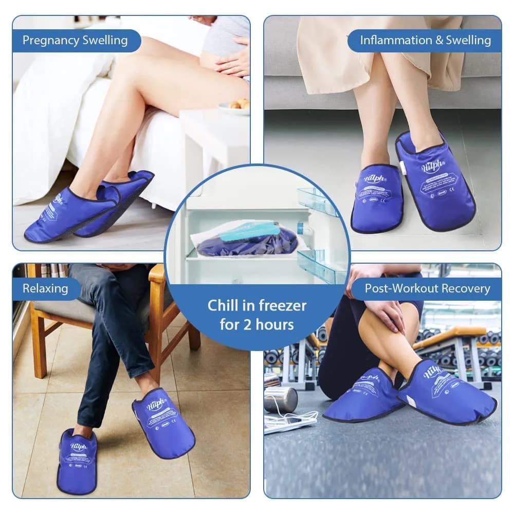 Hilph Foot Ice Pack Slippers, Deep Blue, 1 Pair | Hands-Free Relief for Plantar Fasciitis & Swollen Feet - view 8