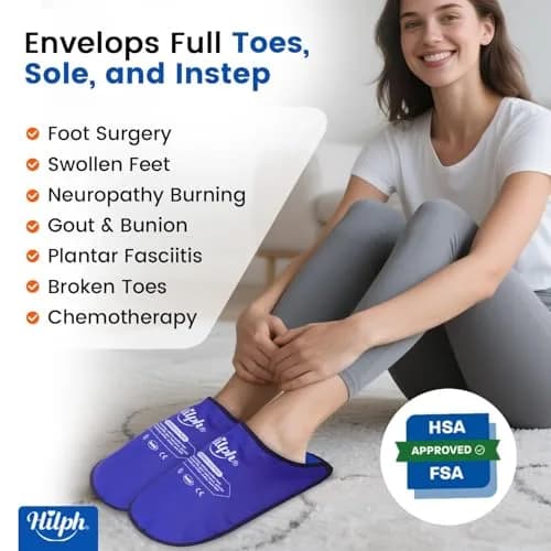 Hilph Foot Ice Pack Slippers, Deep Blue, 1 Pair | Hands-Free Relief for Plantar Fasciitis & Swollen Feet thumbnail 2