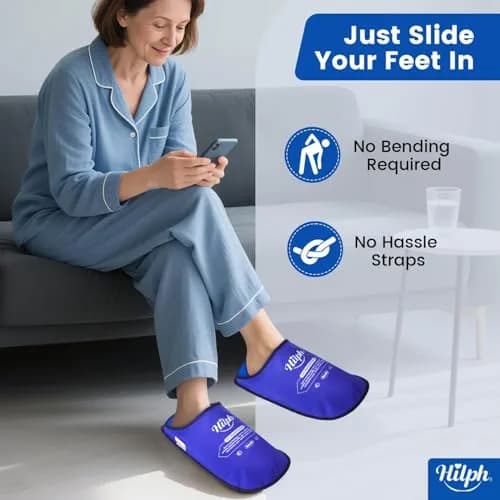 Hilph Foot Ice Pack Slippers, Deep Blue, 1 Pair | Hands-Free Relief for Plantar Fasciitis & Swollen Feet thumbnail 3