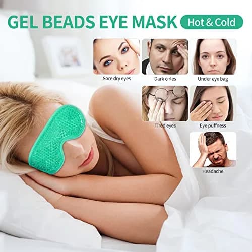 CONSGIJI Gel Eye Mask 2PCS | Reusable Cold Therapy for Puffiness & Dark Circles | Adjustable & Comfortable (Green) thumbnail 7