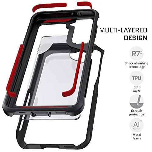 Ghostek Atomic Slim Samsung Galaxy S21 Case - Heavy Duty Aluminum Bumper Clear Back Cover - Shock-Absorbing Protective Phone Case for Galaxy S21 5G Phone Case 2021, (6.2") thumbnail 4
