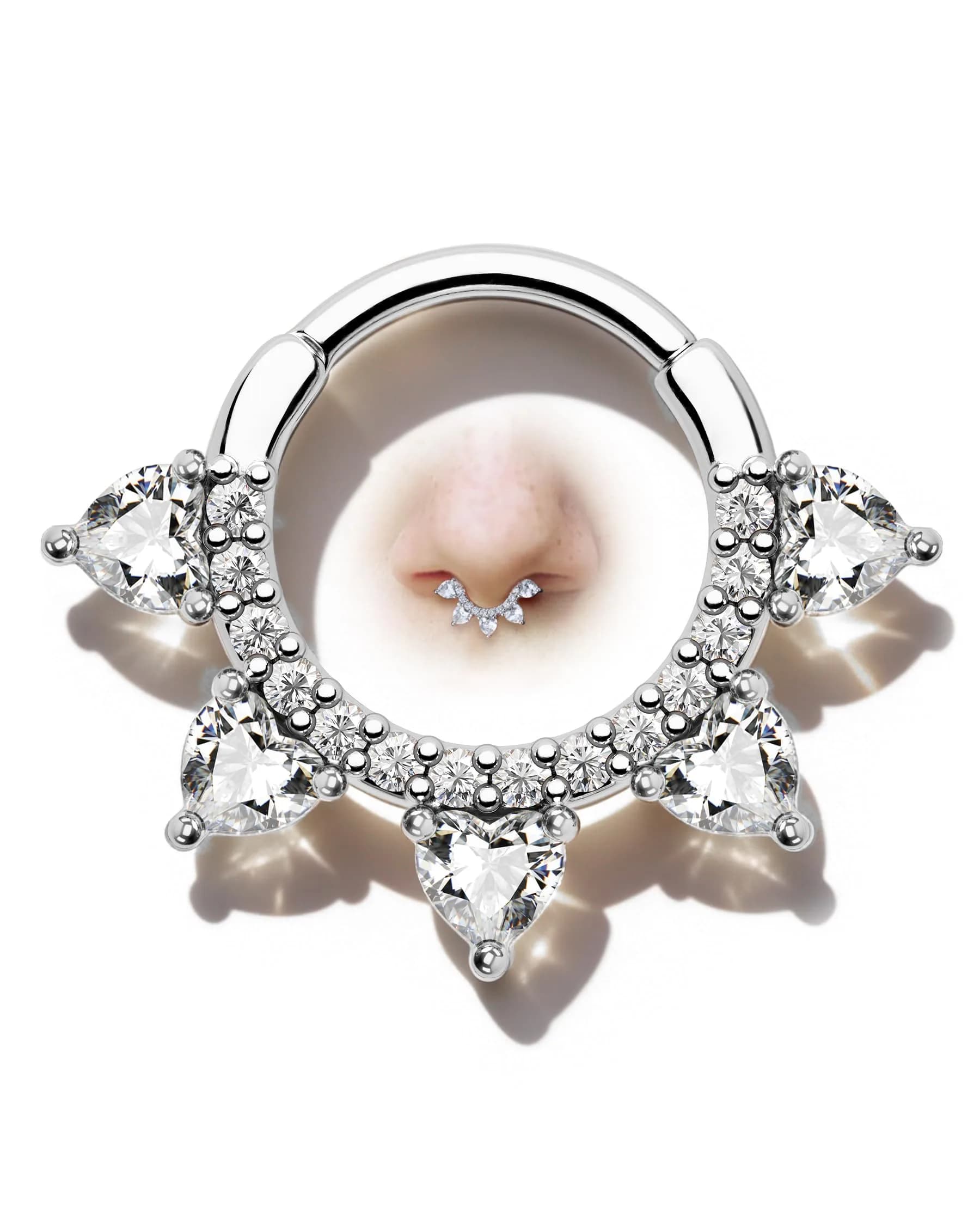 COCHARM Hypoallergenic Septum Ring 16 Gauge 10MM Silver Clicker Jewelry for Women Men