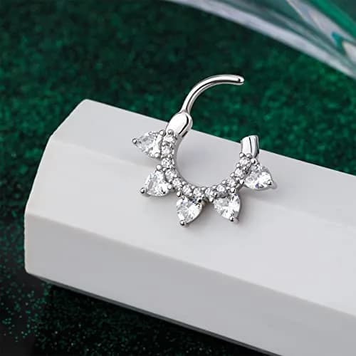COCHARM Hypoallergenic Septum Ring 16 Gauge 10MM Silver Clicker Jewelry for Women Men thumbnail 4