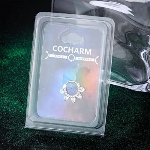 COCHARM Hypoallergenic Septum Ring 16 Gauge 10MM Silver Clicker Jewelry for Women Men thumbnail 6