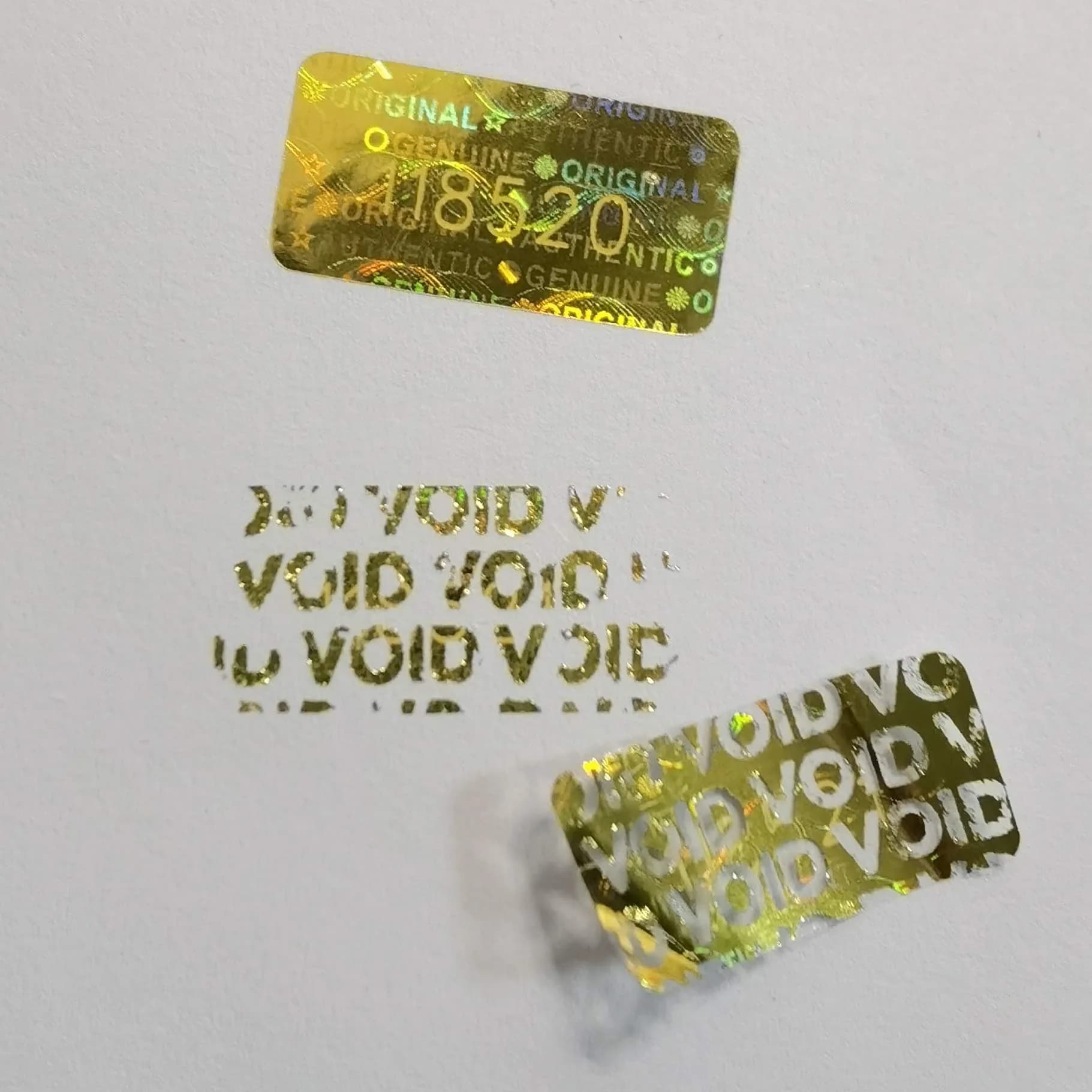 TLK&FBB Gold 580 Pcs Tamper Evident Seal Warranty Void Labels | 2cm x 1cm (0.787" x 0.39") - view 7