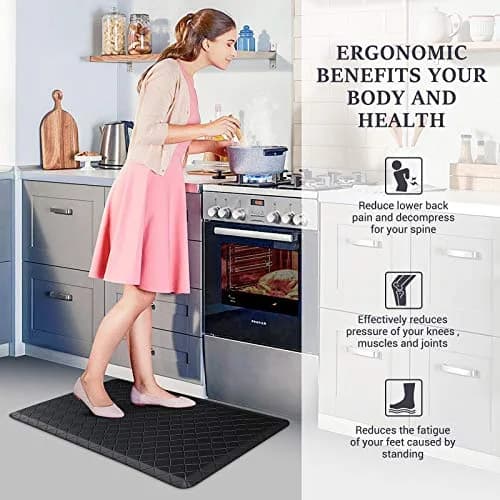 HappyTrends Kitchen Mats for Floor Cushioned Anti-Fatigue Kitchen Rugs | Extra Thick, Waterproof & Non Slip (28"L x 17.3"W) thumbnail 6