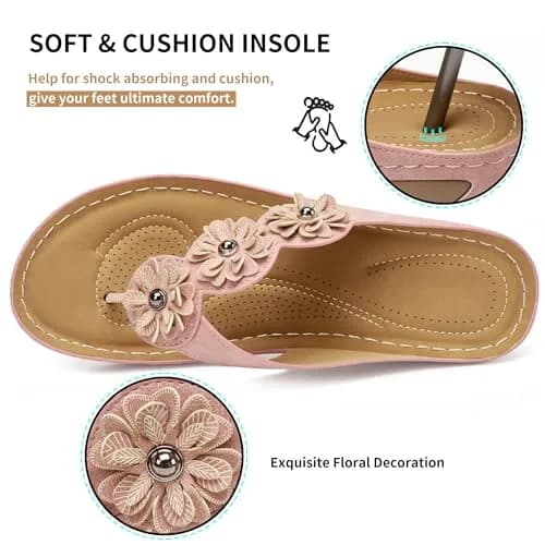 FUDYNMALC Wedge Sandals for Women Comfortable: Summer Platform Flip Flops thumbnail 5
