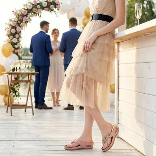 FUDYNMALC Wedge Sandals for Women Comfortable: Summer Platform Flip Flops thumbnail 3