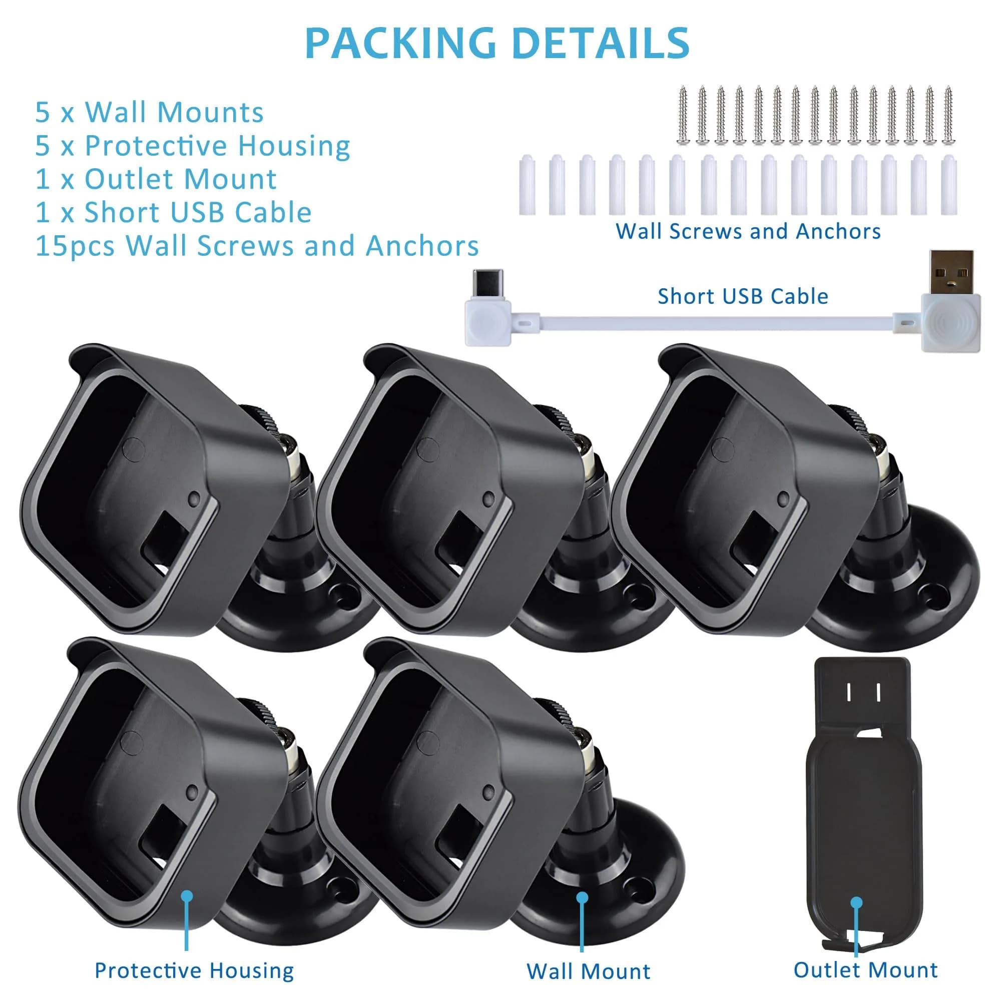 GoHonor Blink Outdoor Camera Mount Bracket 5-Pack with Sync Module Outlet Mount | Weatherproof ABS Plastic - view 7