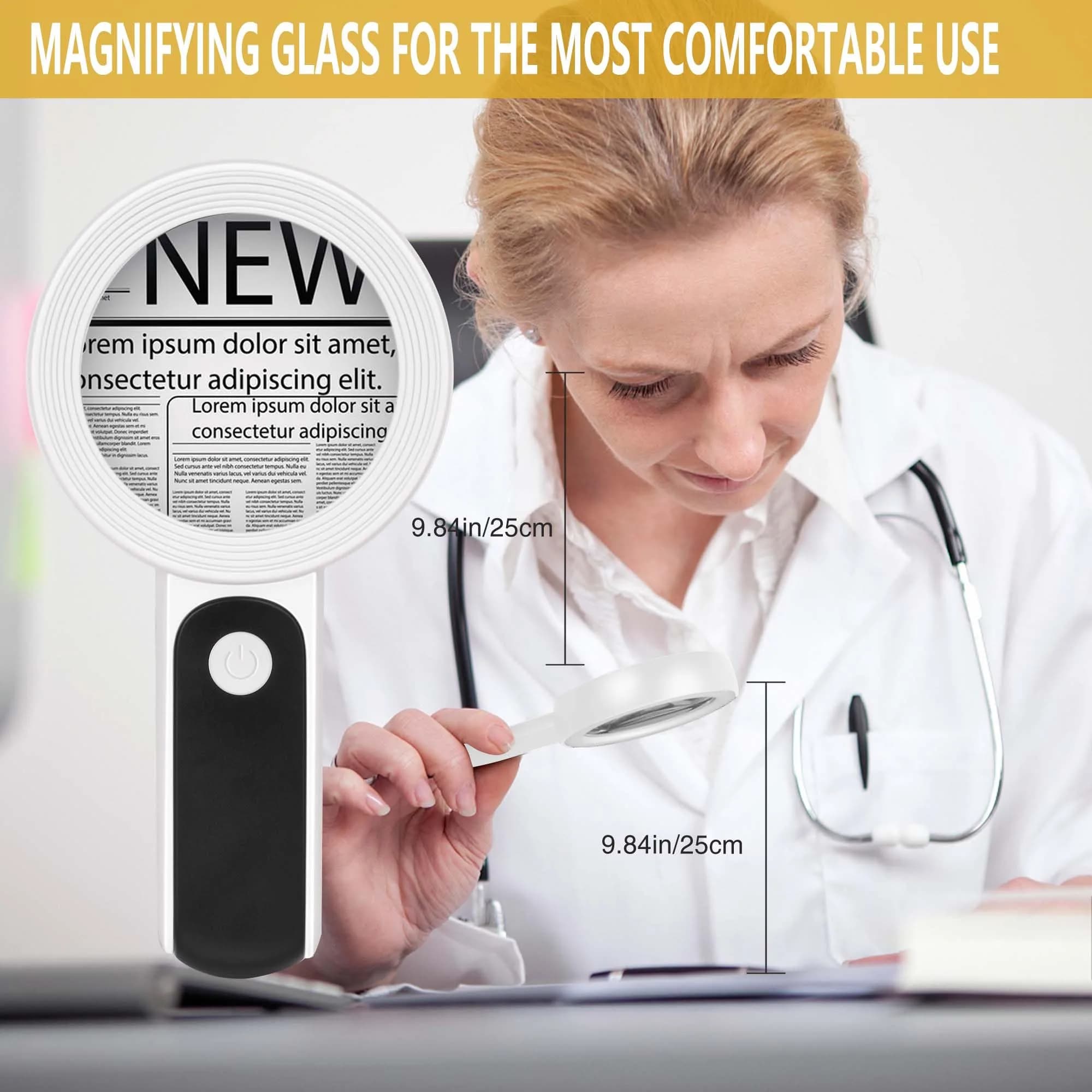 JMH Magnifying Glass with Light, 3.15 inch Lens | 18 LED Lights with 3 Modes - view 7