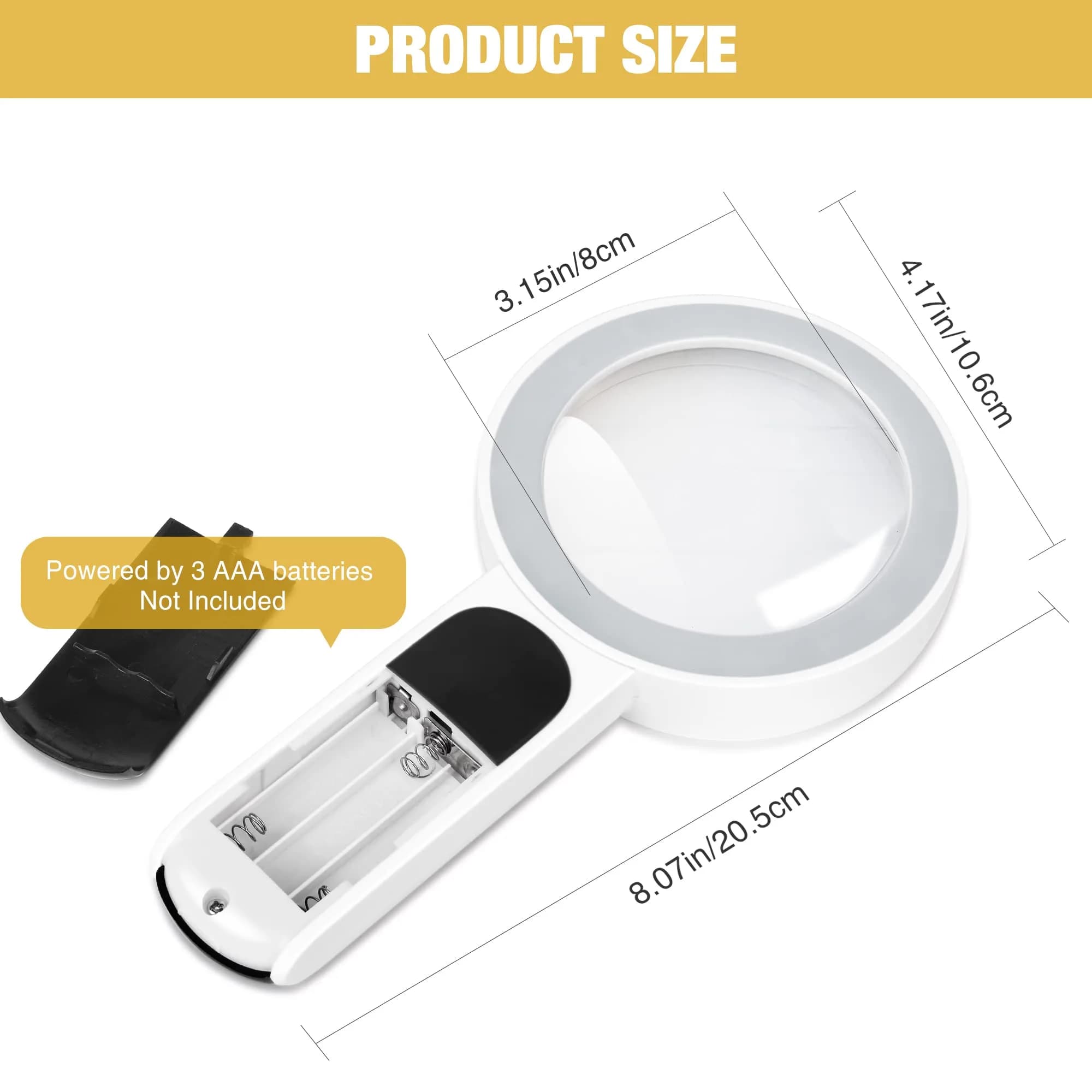 JMH Magnifying Glass with Light, 3.15 inch Lens | 18 LED Lights with 3 Modes - view 2