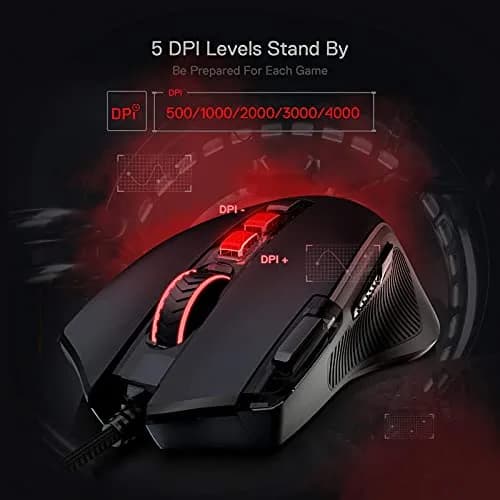 Redragon M612 Predator Wired RGB Optical Gaming Mouse 8000 DPI, 126g | 11 Programmable Buttons, Pixart P3104 Sensor thumbnail 6