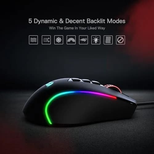 Redragon M612 Predator Wired RGB Optical Gaming Mouse 8000 DPI, 126g | 11 Programmable Buttons, Pixart P3104 Sensor thumbnail 7
