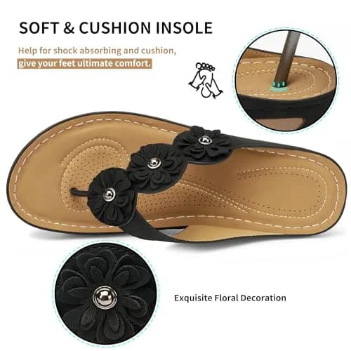 FUDYNMALC Wedge Sandals for Women Comfortable: Summer Platform Flip Flops thumbnail 5
