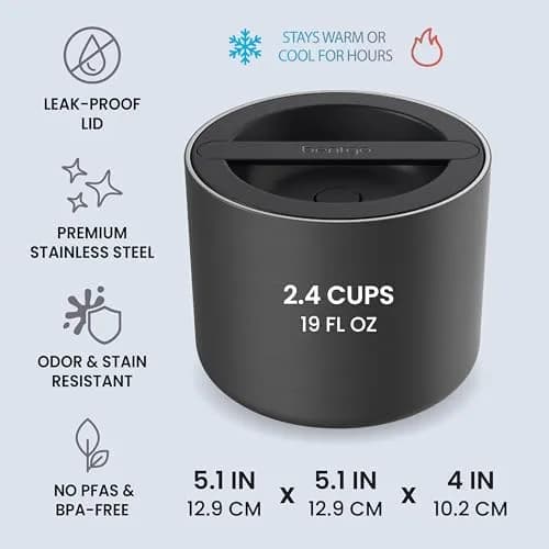 Bentgo Stainless Steel Insulated Food Container 19 fl oz | Leak-Proof, Triple-Layer Vacuum Insulation, Durable & Food-Grade thumbnail 3