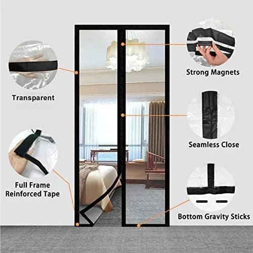 SANJIANKER Transparent Insulated Curtain-Magnetic Thermal Cover | Self-Closing Privacy Screen for Doors Up to 36" x 82" thumbnail 7
