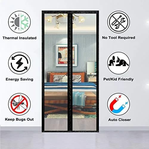 SANJIANKER Transparent Insulated Curtain-Magnetic Thermal Cover | Self-Closing Privacy Screen for Doors Up to 36" x 82" thumbnail 2