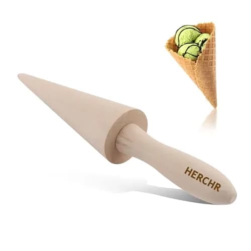 HERCHR Natural Wood Cone Roller for Pizzelles, Krumkakes & Ice Cream Cones | 23cm (9.1in) thumbnail 1
